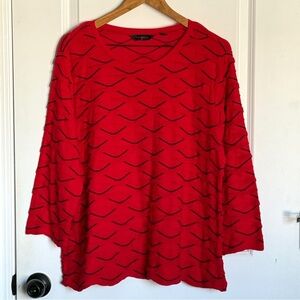 Investments Red Wave Pattern Women's Top Size 1X